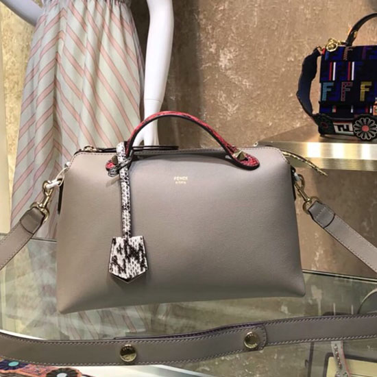 Fendi By The Way Regular Boston Bag Grey and Red F871491