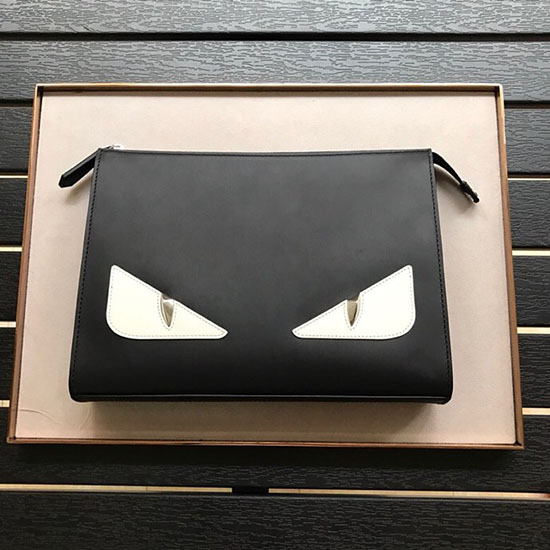 Fendi Calfskin Clutch Bag Black F84331