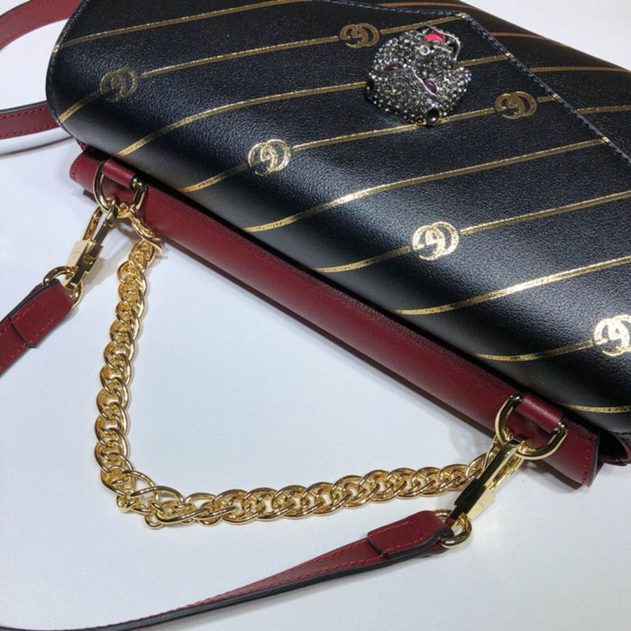Gucci Medium Double Shoulder Bag Black and White 524822