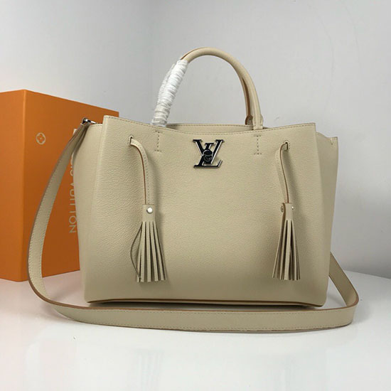 Louis Vuitton Soft Calfskin Lockme Tote Beige M54569