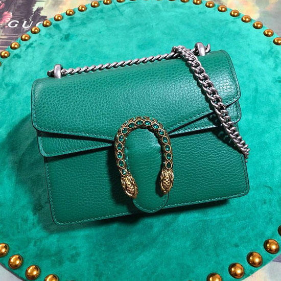 Gucci Dionysus Leather Mini Bag Green 421970
