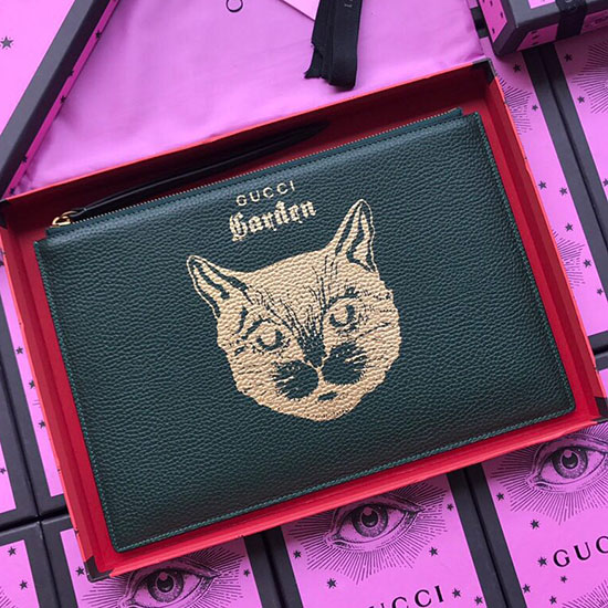 Gucci Leather Pouch Green 516928