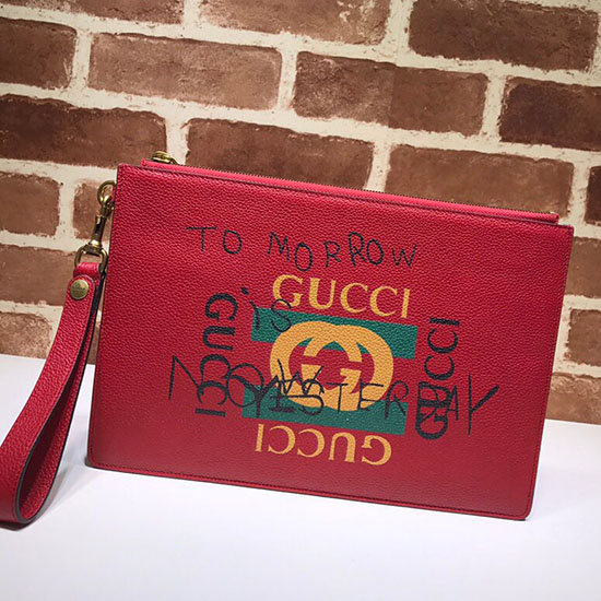 Gucci Leather Pouch Red 494320