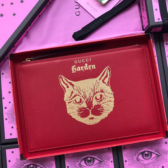 Gucci Leather Pouch Red 516928