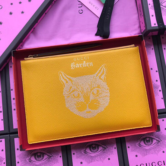 Gucci Leather Pouch Yellow 516928