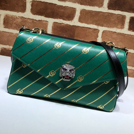 Gucci Medium Double Shoulder Bag Green and Black 524822