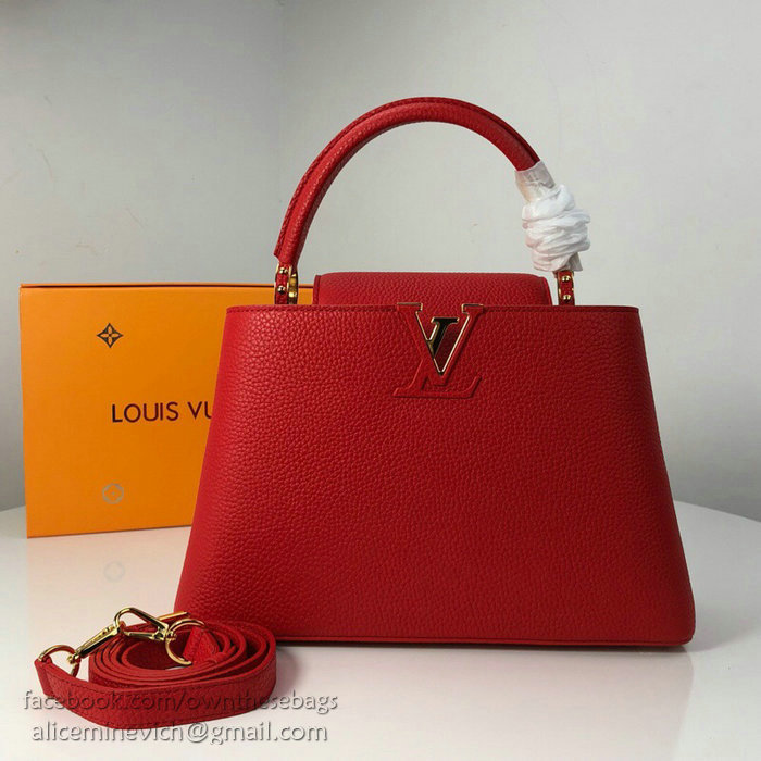 Louis Vuitton Taurillon Leather Capucines PM Red M52451
