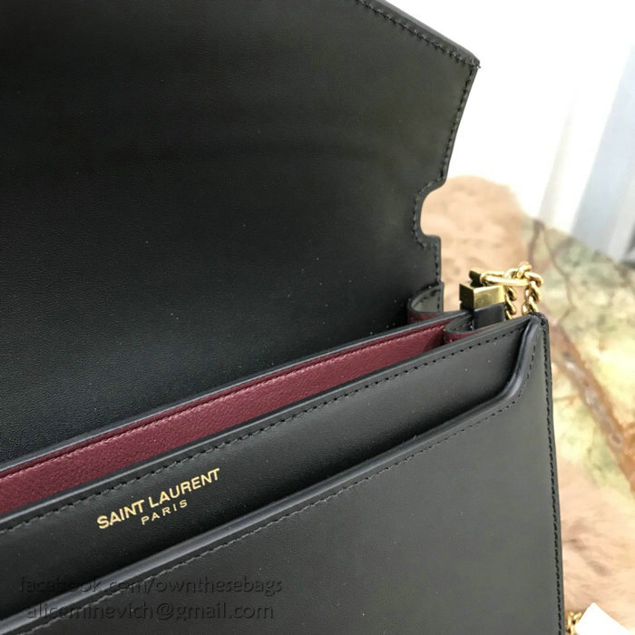 Saint Laurent Cassandra Monogram Clasp Bag in Black Smooth Leather 532750