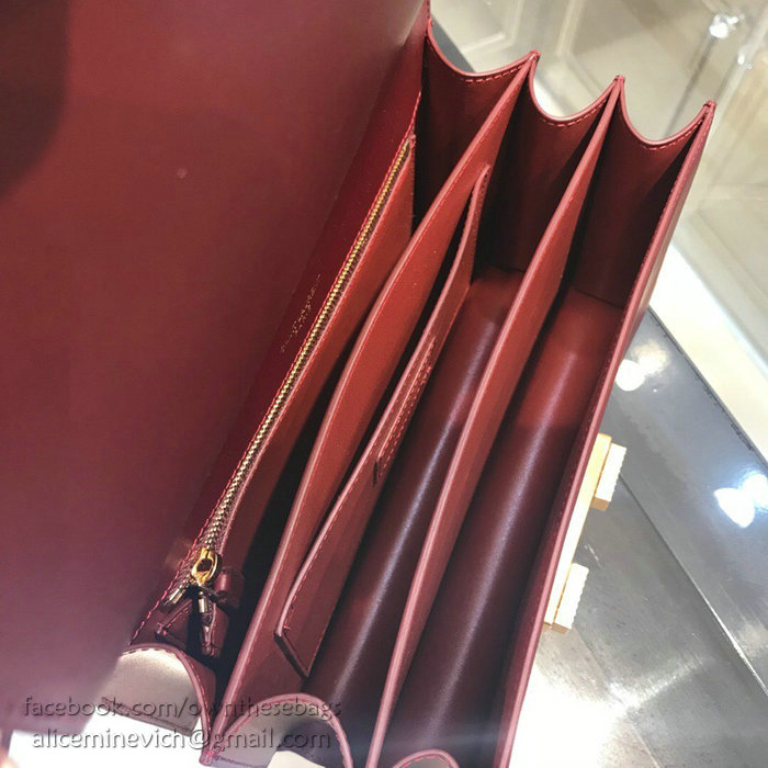 Saint Laurent Domino Medium in Red Smooth Leather 538791