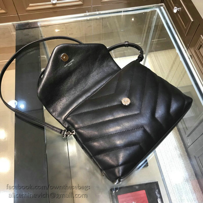 Saint Laurent Loulou Toy Bag in Black Matelasse Leather 467072