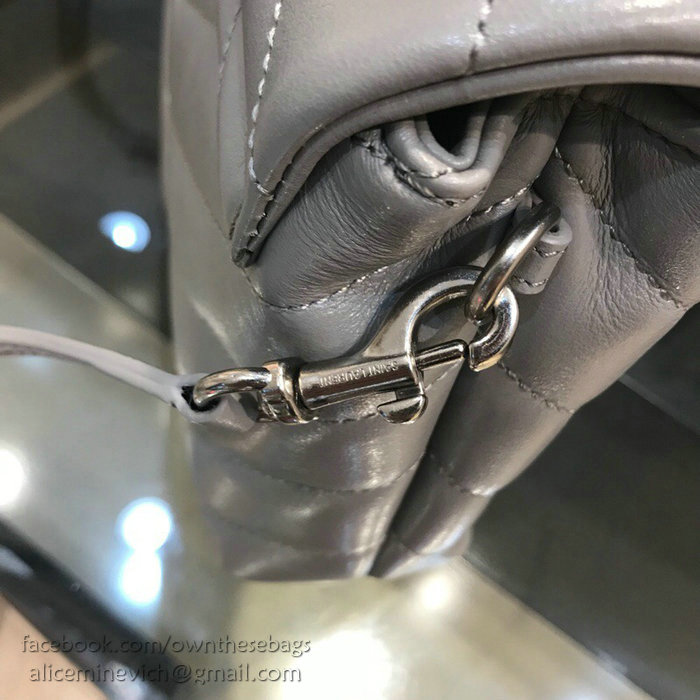 Saint Laurent Loulou Toy Bag in Grey Matelasse Leather 467072