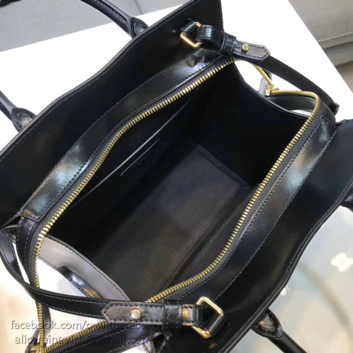 Saint Laurent Small Uptown Tote in Black Shiny Smooth Leather 561203