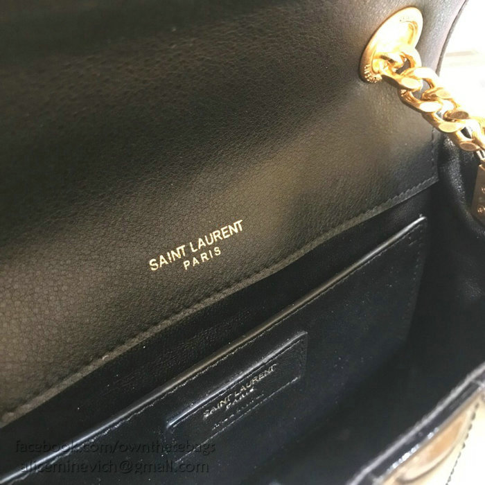 Saint Laurent Vicky Medium in Black Matelasse Patent Leather 532612