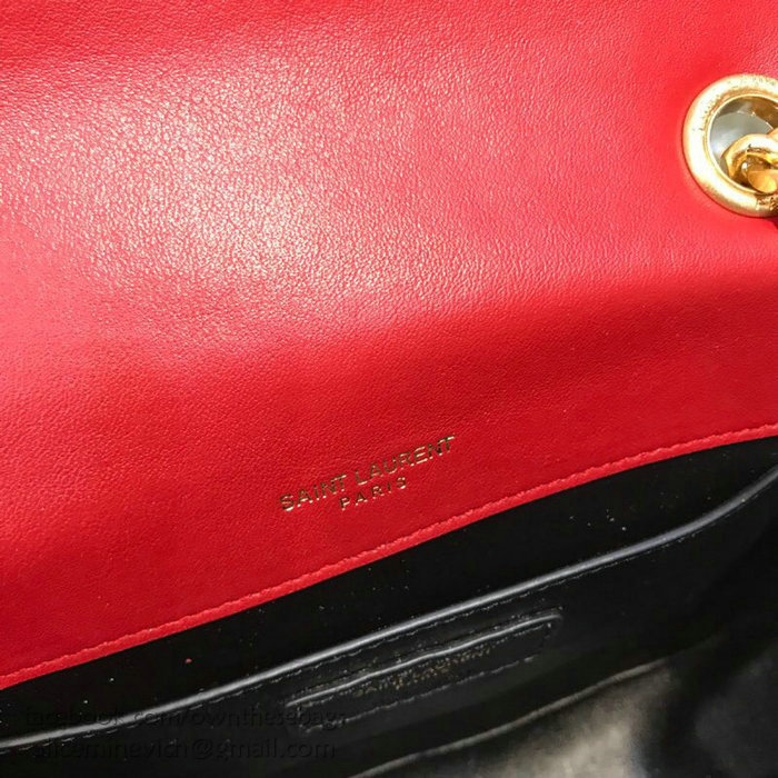 Saint Laurent Vicky Medium in Red Matelasse Patent Leather 532612