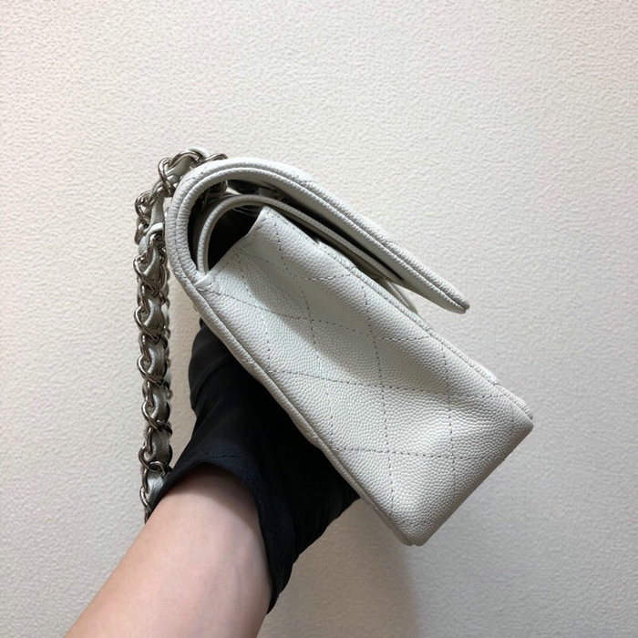 Classic Chanel Grained Calfskin Small Flap Bag White CF1112