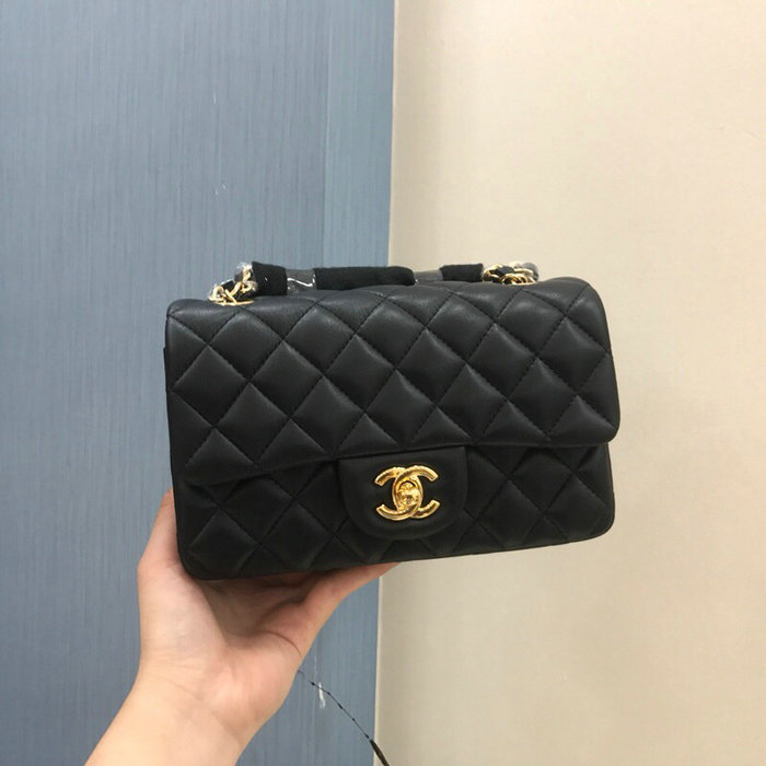 Classic Chanel Lambskin Small Flap Bag Black with Gold Hardware CF1116