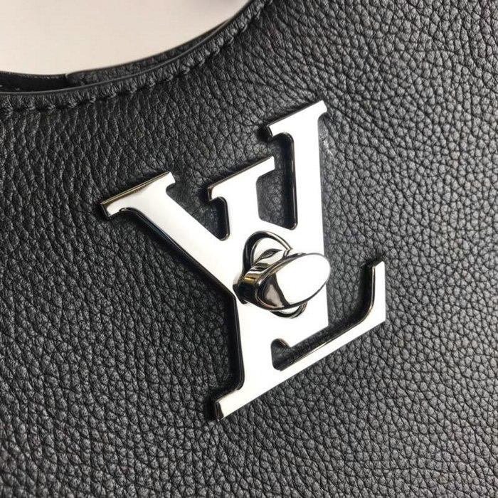 Louis Vuitton Soft Calfskin Lockme Hobo Black M52776