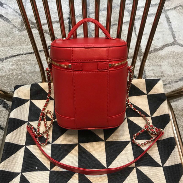 Chanel Lambskin Vanity Case Red A29301