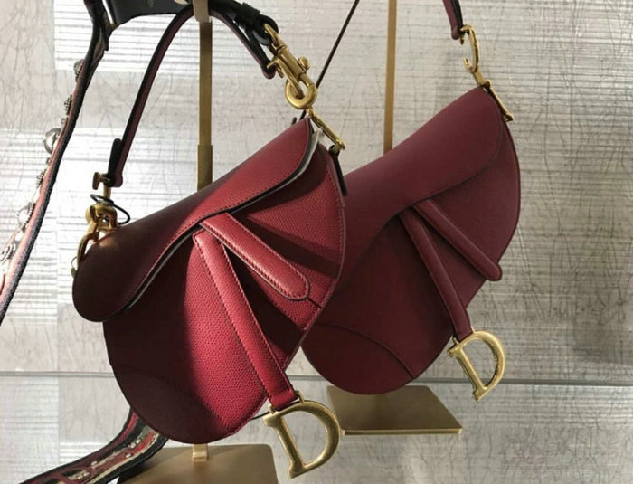 Dior Grained Calfskin Saddle Bag Red M9001