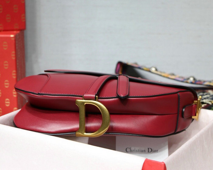 Dior Smooth Calfskin Saddle Bag Red M9001