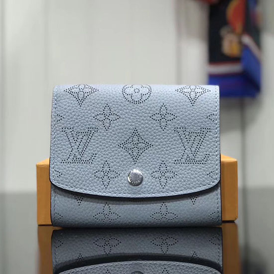 Louis Vuitton Mahina Leather Iris Compact Wallet Blue M62542
