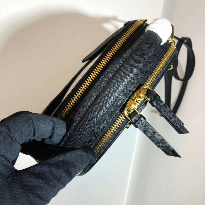Prada Odette Saffiano Leather Bag Black 1BH123