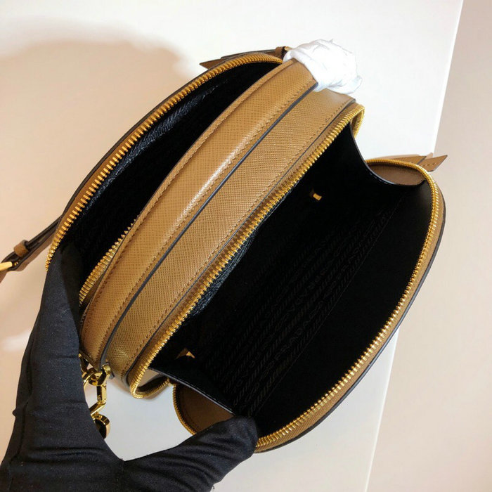 Prada Odette Saffiano Leather Bag Brown 1BH123