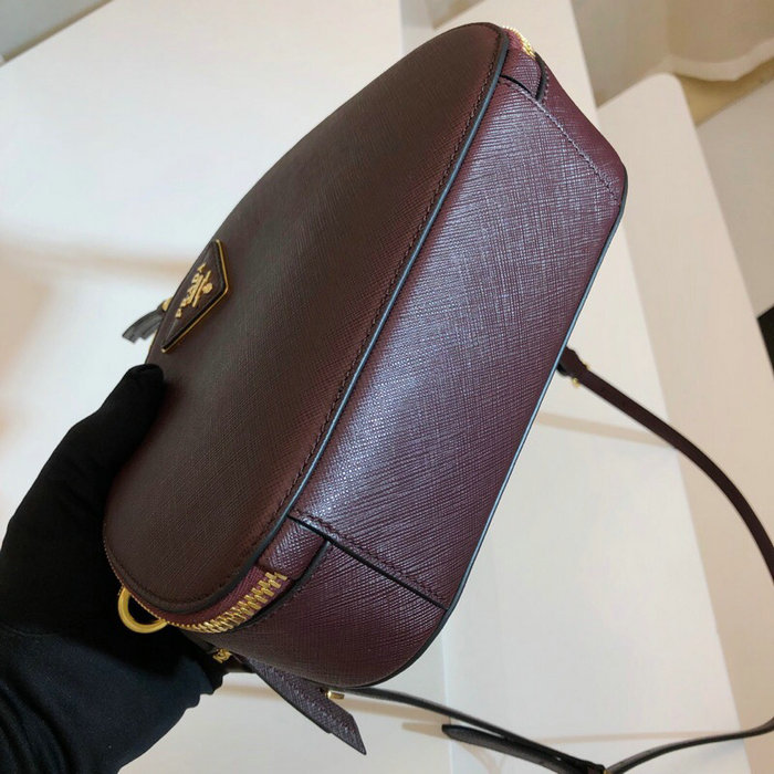 Prada Odette Saffiano Leather Bag Burgundy 1BH123