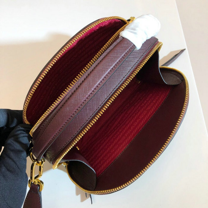 Prada Odette Saffiano Leather Bag Burgundy 1BH123
