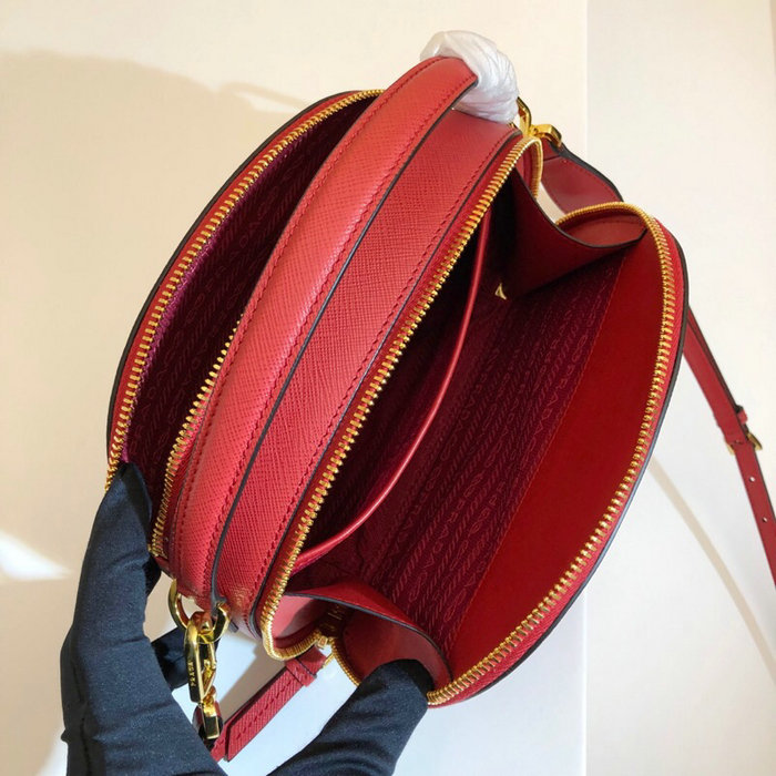 Prada Odette Saffiano Leather Bag Red 1BH123