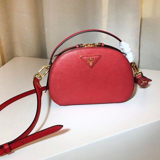 Prada Odette Saffiano Leather Bag Red 1BH123