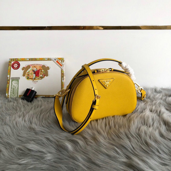 Prada Odette Saffiano Leather Bag Yellow 1BH123