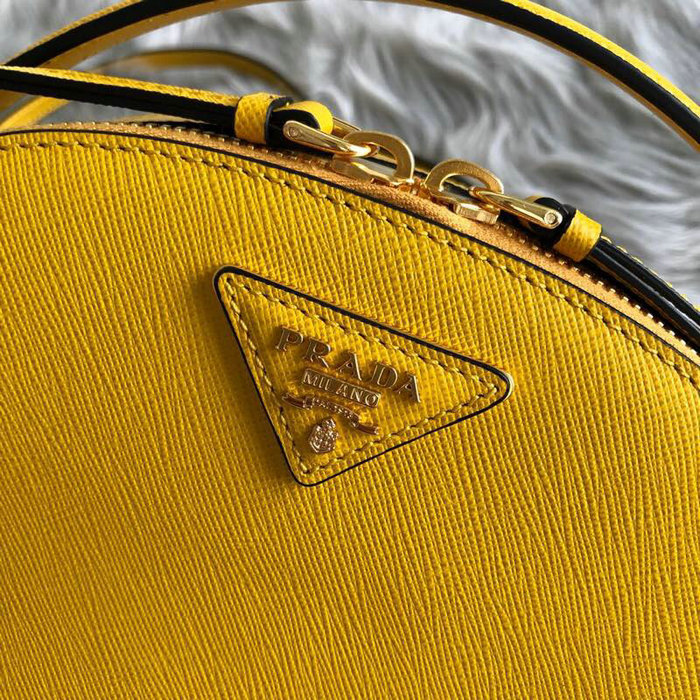 Prada Odette Saffiano Leather Bag Yellow 1BH123