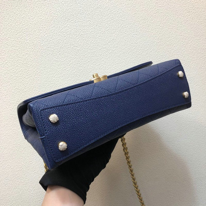 Chanel Grained Calfskin Flap Bag Blue AS0305