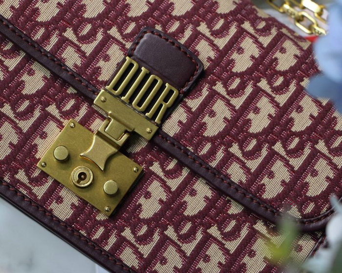 Dior Addict Oblique Canvas Flap Bag Burgundy D42002