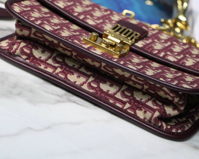 Dior Addict Oblique Canvas Flap Bag Burgundy D42002