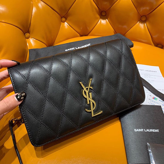 Saint Laurent Angie Chain Bag in Diamond-quilted Lambskin Black 568906