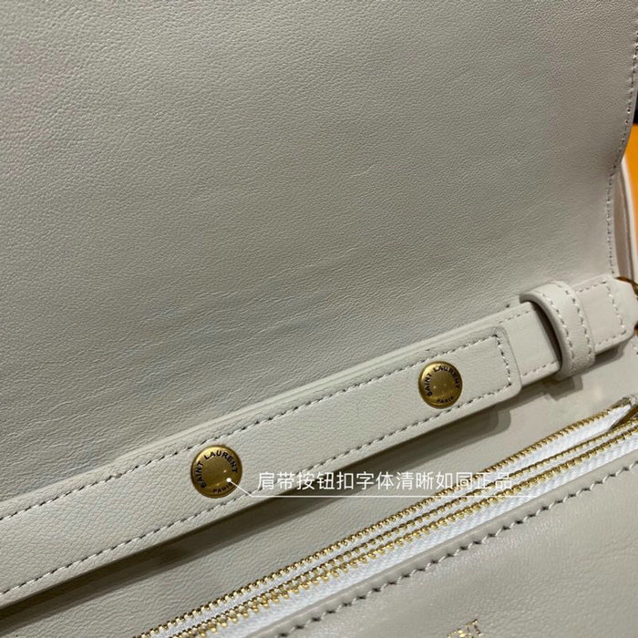 Saint Laurent Angie Chain Bag in Diamond-quilted Lambskin Cream 568906