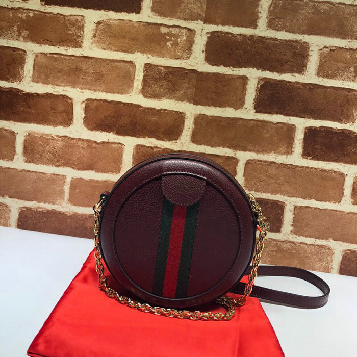 Gucci Ophidia Mini Round Shoulder Bag Burgundy 550618
