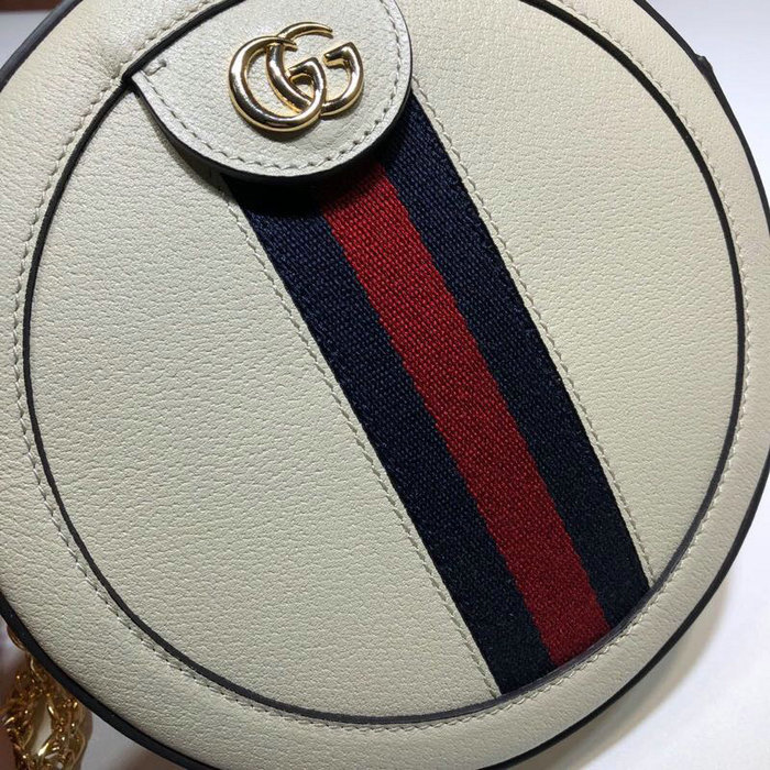 Gucci Ophidia Mini Round Shoulder Bag White 550618
