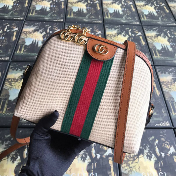 Gucci Ophidia Vintage Canvas Small Shoulder Bag Beige 499621