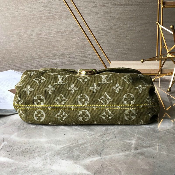 Louis Vuitton Monogram Denim Mini Pleaty Handbag Green M95050