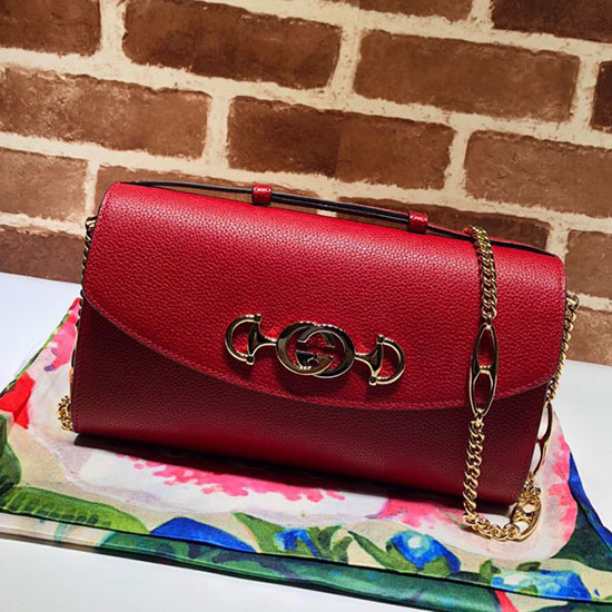 Gucci Zumi Grainy Leather Small Shoulder Bag Red 572375