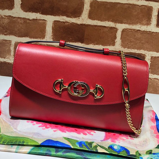 Gucci Zumi Smooth Leather Small Shoulder Bag Red 572375