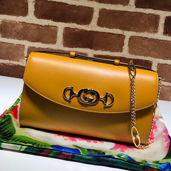 Gucci Zumi Smooth Leather Small Shoulder Bag Yellow 572375