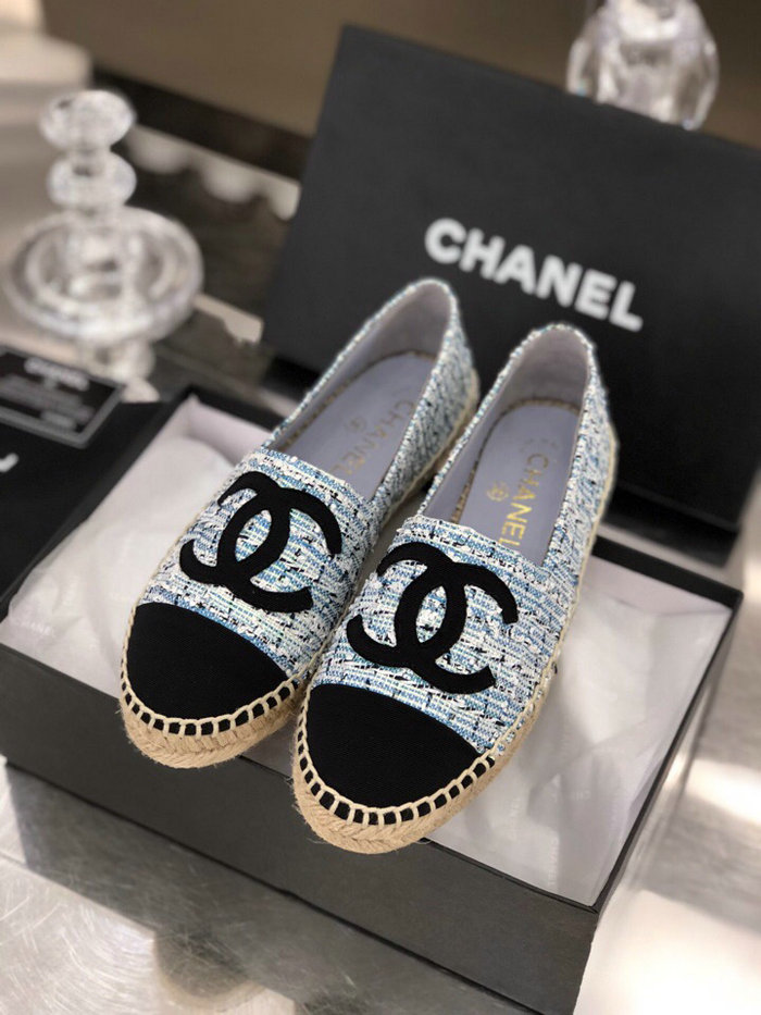 Chanel Tweed Espadrilles Light Blue C18061