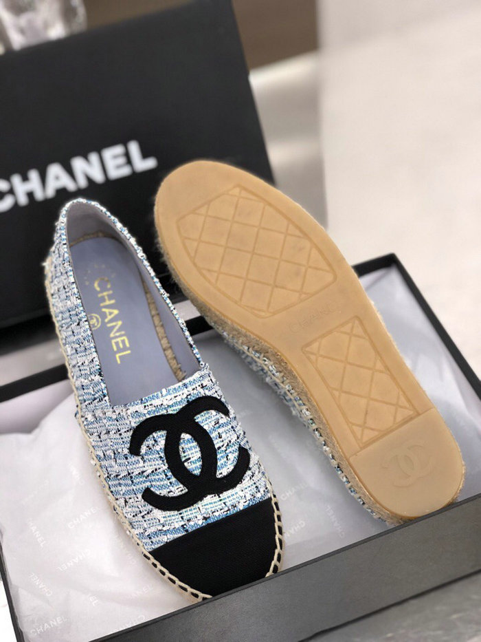 Chanel Tweed Espadrilles Light Blue C18061