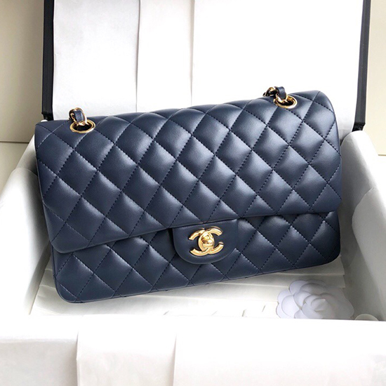Classic Chanel Lambskin Flap Shoulder Bag Blue A1112
