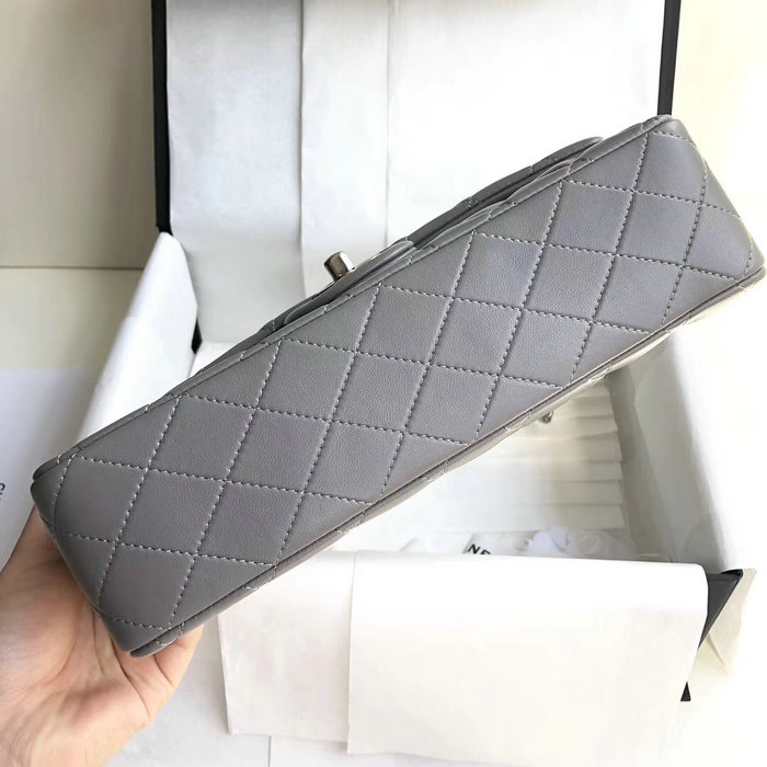 Classic Chanel Lambskin Flap Shoulder Bag Grey A1112