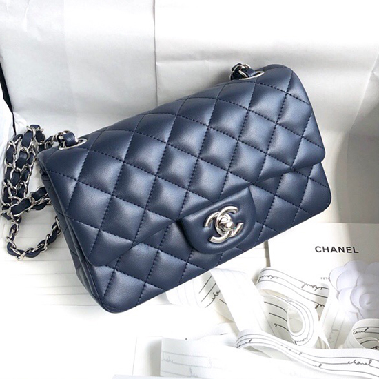 Classic Chanel Lambskin Small Flap Bag Blue CF1116